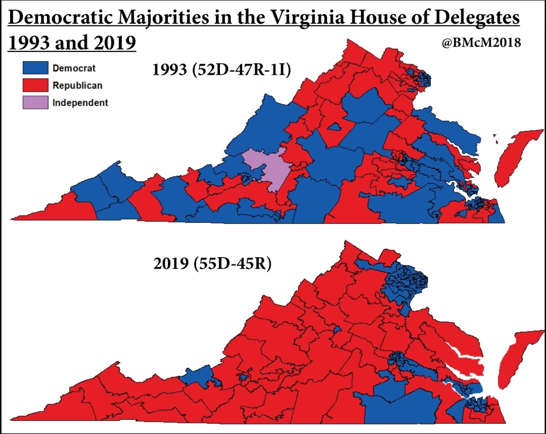 Maps Depict Virginia S Changing Political Geography Over The Years Blue Virginia
