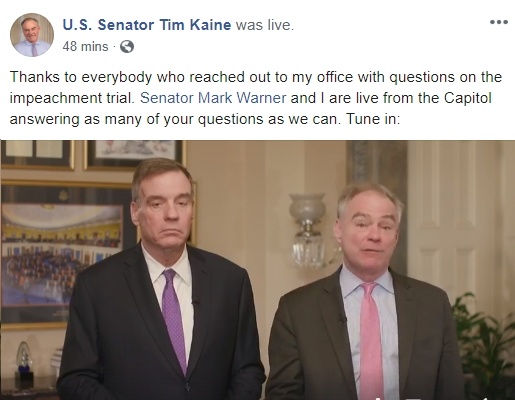Video: Senators Mark Warner, Tim Kaine Update Us on Day 7 of Trump ...
