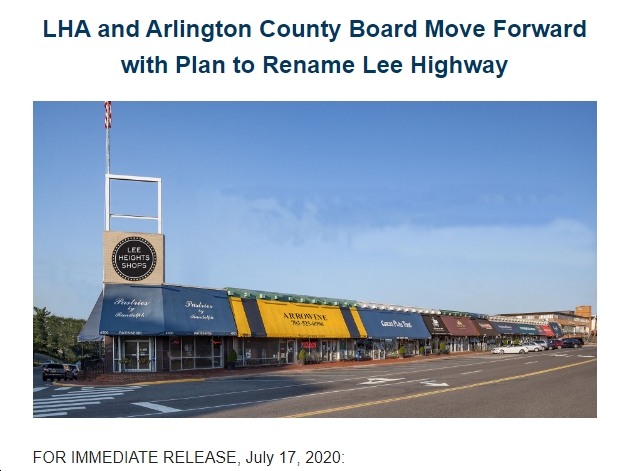 Citizens, Arlington County Board Move Forward with Plan to Rename Lee  Highway | Blue Virginia