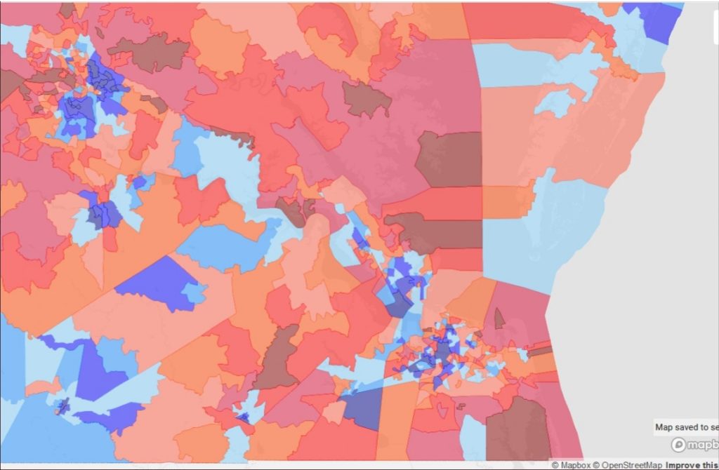 Racial Diversity Maps of Virginia, “in TEN gradations, in over 5