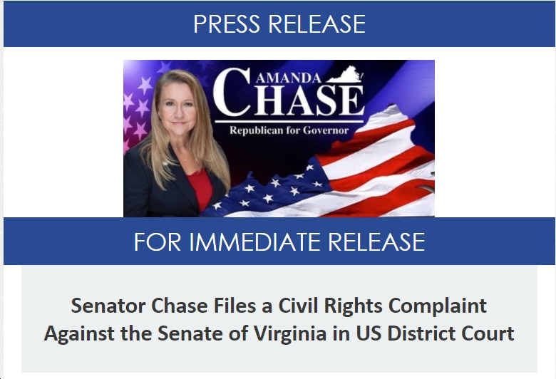 Va State Sen Amanda Chase R Files Lawsuit In Federal Court Alleging Her Censure Constitutes A 