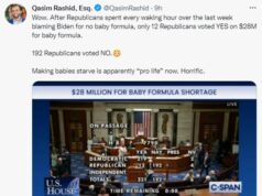 Thursday News: “EU hits fast forward on renewables”; “Election Deniers on Many Ballots Raise Stakes of Midterms”; “Tuesday primaries show that Trumpism has metastasized”; “Biden invokes the Defense Production Act for the baby formula shortage” While Rs Vote Against Feeding Babies