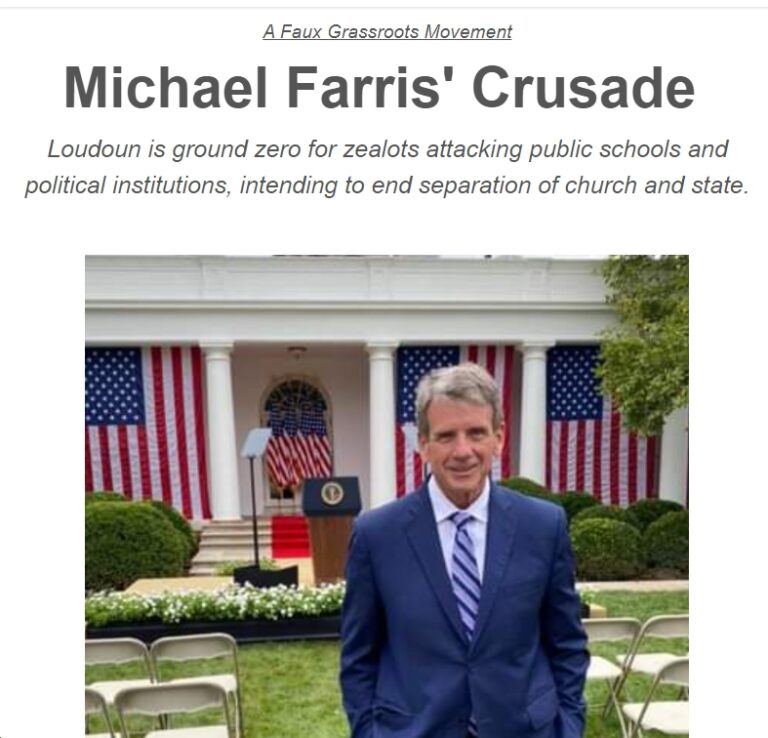 “Loudoun is ground zero for zealots attacking public schools and political institutions, intending to end separation of church and state.”