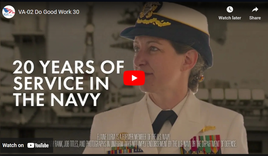 Video: New Ad Highlights Rep. Elaine Luria's 20 Years of Service in the US Navy, “doing good work for Coastal Virginia”