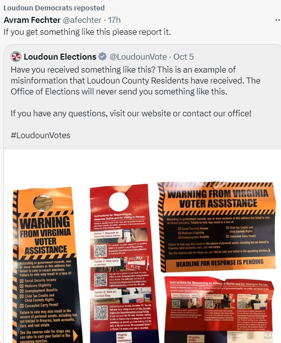 Loudoun County Democratic Committee Condemns MAGA Republicans’ “pathetic, desperate and corrupt disinformation operation”