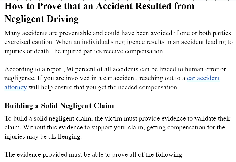 How to Prove that an Accident Resulted from Negligent Driving
