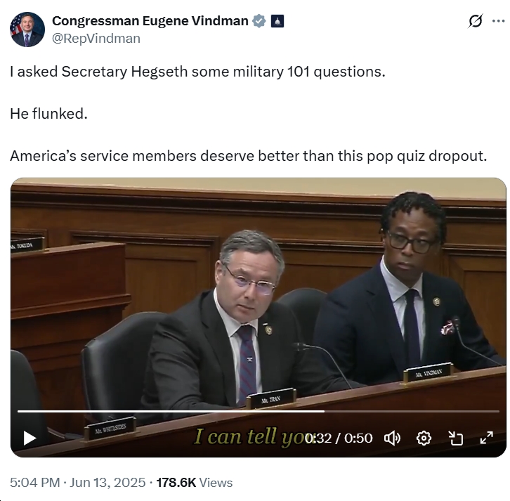 Video: Watch Pete Hegseth Flail, Flunk Rep. Eugene Vindman (D-VA07)’s “Military 101 Questions” About VERY Important Topics