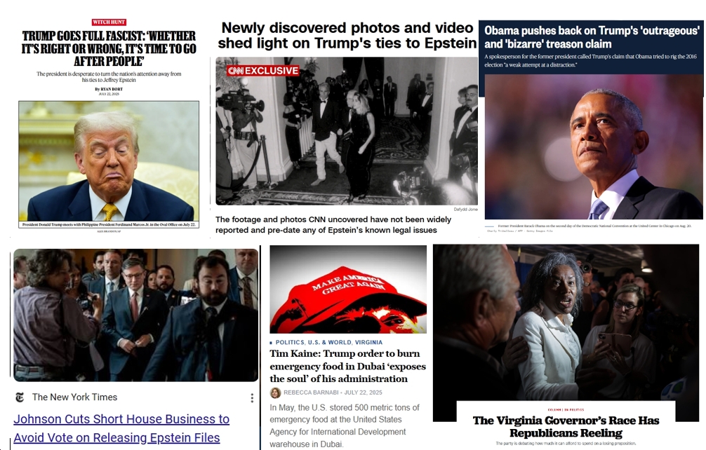Wednesday News: “Trump Goes Full Fascist”; Obama Pushes Back on “Bizarre” Trump Charges; New Photos, Video of Trump and Epstein; Republicans Flee DC to Avoid Releasing Epstein Files; Virginia Governor’s Race “Has Republicans Reeling” – “last gasp”/”losing proposition”