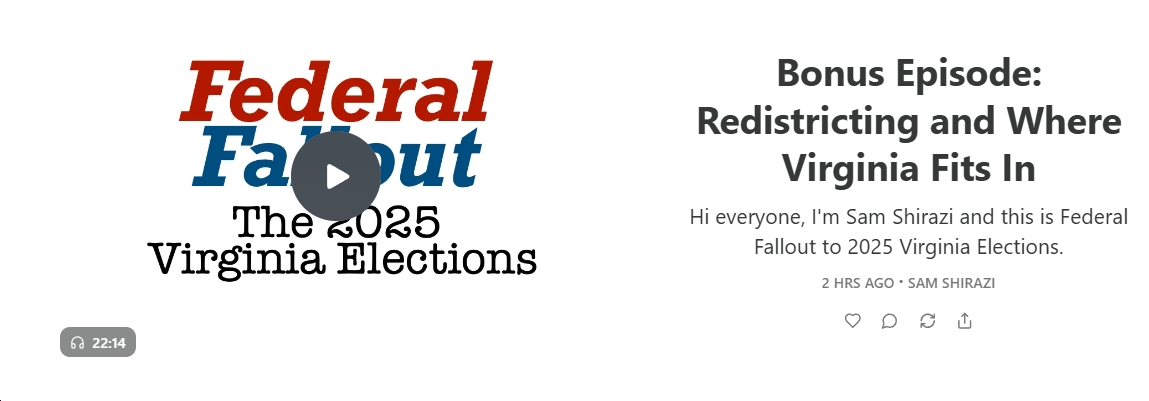New Podcast by Sam Shirazi Looks at Texas Republicans’ Attempt to Redistrict Democrats Out of a US House Majority; and Why Virginia Democrats, Thanks to the 2020 Redistricting Amendment, Can’t Really Fight Back
