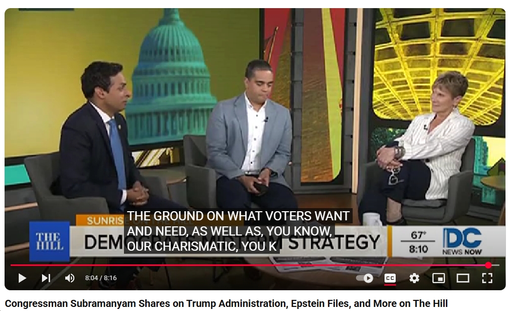 Video: Rep. Suhas Subramanyam (D-VA10) Says Future of Democratic Party Is People Like Abigail Spanberger – “she has both the charisma of someone like Mamdani, but also a really good ear to the ground of what people want”