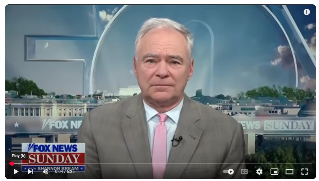 Video: Sen. Tim Kaine Says Hamas Is “Diabolical” and There Should Be a “Vigorous War” Against Them, But “innocent Palestinians…should not be suffering because of Hamas’ atrocities”