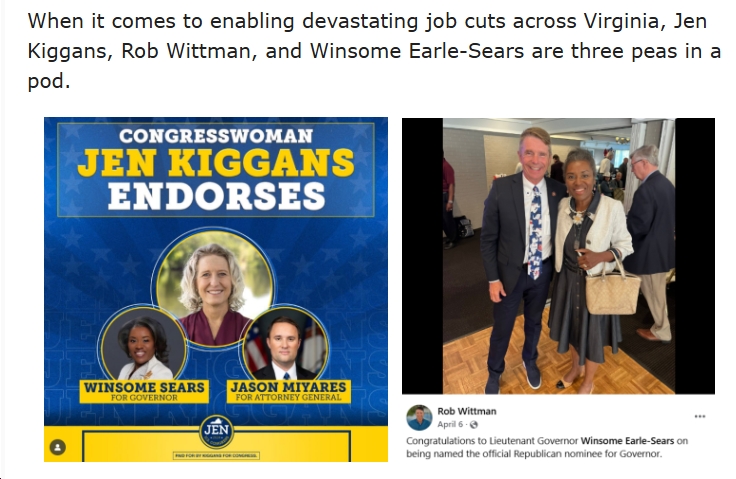 The Jen Kiggans, Rob Wittman, and Winsome Earle-Sears Agenda: Devastating Job Cuts for Virginia