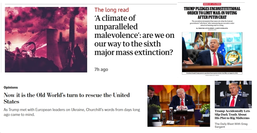 Tuesday News: “Are we on our way to the sixth major mass extinction?”; “Now it is the Old World’s turn to rescue the United States”; Trump’s Unconstitutional, Illegal “Plot to Rig Midterms,” Limit Mail-In Voting; “How Does Trump’s Federal Takeover End?”