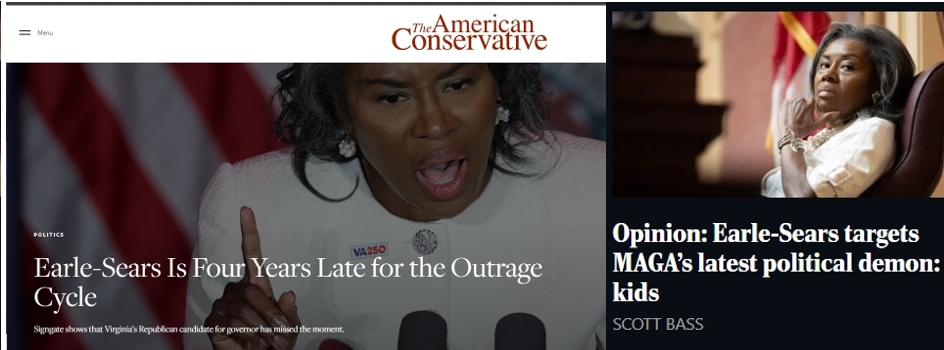 Two Articles About Winsome Earle-Sears to DEFINITELY Check Out This Morning: One in the American Conservative, Another by the Richmond Times-Dispatch’s Opinions Editor