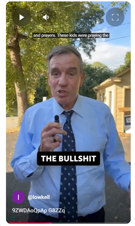 Video: Sen. Mark Warner Calls Out GOP “BULLSHIT” (e.g., “let’s lower our flags,” “thoughts and prayers”) After Mass Shootings