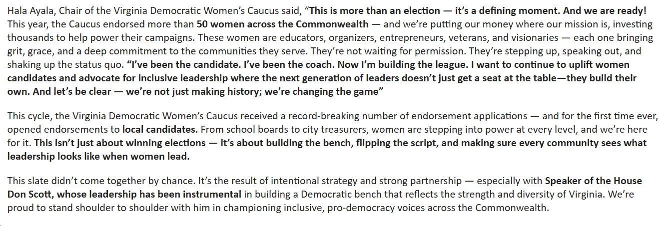VADEMS Women’s Caucus Endorses More Than 50 Candidates – Women Leading the Way in 2025