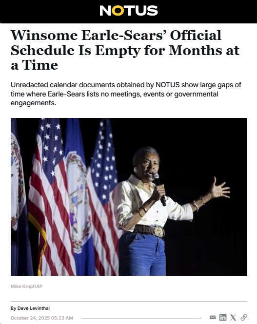 As Winsome Earle-Sears Touts Work as Lt. Gov., She Has “Empty” Schedule And “Spends Long Periods Not Actively Working” 