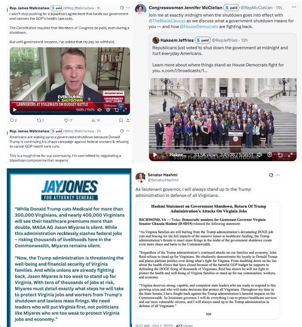 VA Dems Blast Republicans for Shutting Down the Government: “Trump and his rubber-stamp Republicans have chosen to hurt Virginia families instead of working across the aisle”