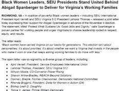 Coalition of Powerful Black Women Leaders, SEIU Presidents Stands United Behind Abigail Spanberger to Deliver for Virginia’s Working Families
