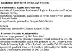 Virginia House Democratic Caucus Announce First Bills and Legislation for 2026 Session (Including Four Constitutional Amendments – Reproductive Freedom, Right to Vote, Marriage Equality, Redistricting Reform)