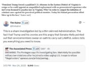 Sen. Tim Kaine Rips Trump Administration’s “Sham Investigation” Into Sen. Mark Kelly; On Comey Case Dismissal, Says Trump’s “blatant persecution effort blew up in his face”