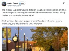VA Senate Majority Leader Scott Surovell, P&E Committee Chair Sen. Aaron Rouse, Applaud VA Supreme Court Decision Affirming Balance of Powers re: Senate Rejection of Youngkin Appointments to University Boards