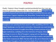 Politico Gives Youngkin “The Milk Carton Award for Missing Politicians”; Says His “star faded as he hemmed and hawed about running for president last year” – and Badly Lost the 2025 Elections