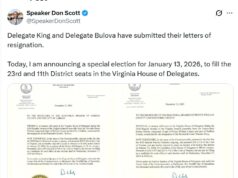 VA Speaker Don Scott Calls HD11, HD23 Special Elections for 1/13/26; Last Day to File as Candidates Will Be This Coming Wednesday (12/17)