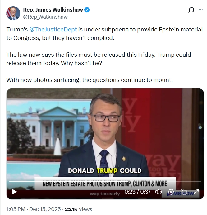 Video: Rep. James Walkinshaw (D-VA11) Says “Donald Trump could releas...