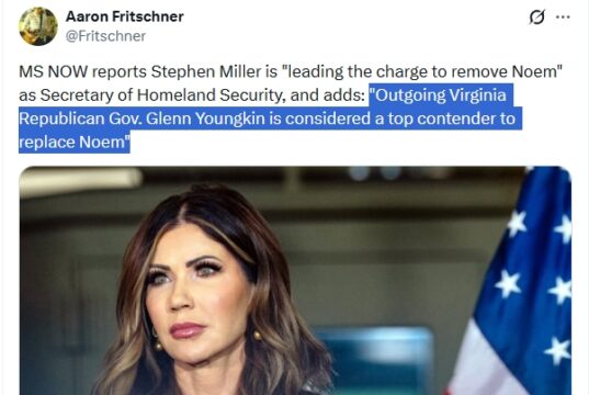 A Few Thoughts on Reports That Glenn Youngkin Could Replace Kristi Noem as Trump’s Secretary of Homeland Security