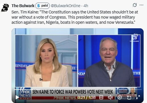 Video: Sen. Tim Kaine Declares “It’s never the wrong time to enforce the Constitution”; Says the Monroe Doctrine “got us hostility in a region where we should be more connected with our neighbors”