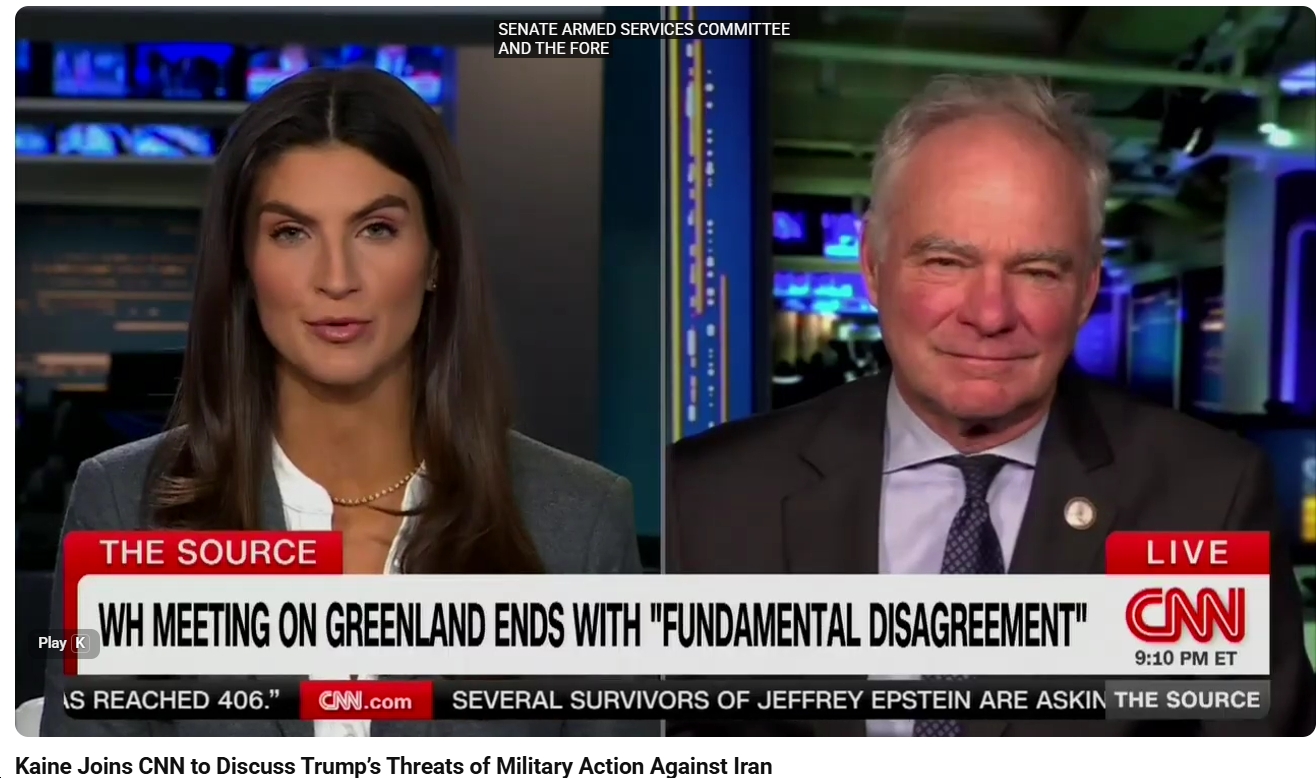 Video: Sen. Tim Kaine Argues That Trump’s “Foreign Adventurism” Is Primarily the Result of Him Being “Bored,” “Frightened,” “Trying to Change the Subject.” But…Is That Actually True?