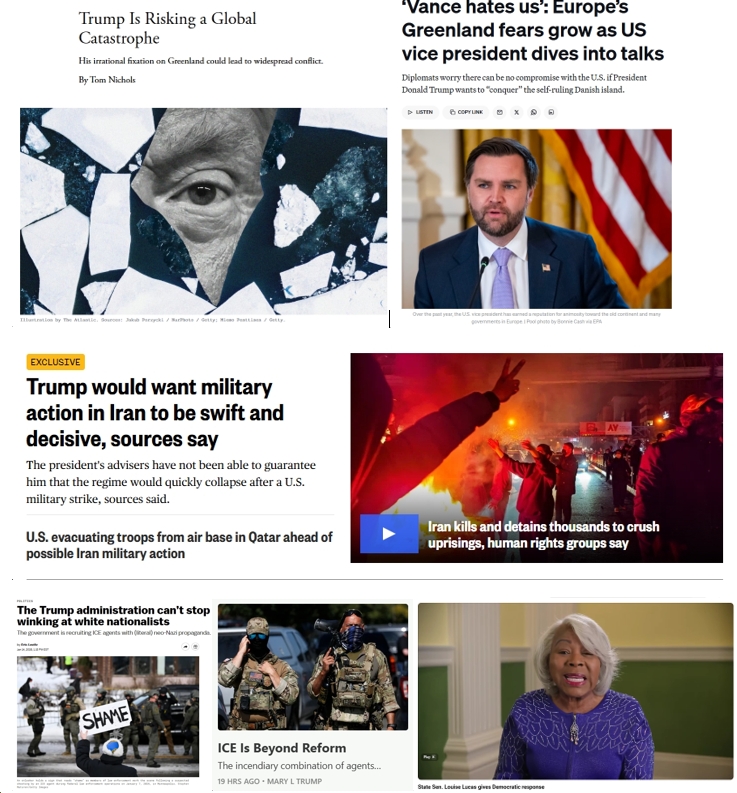 Thursday News: In Greenland, etc. “Trump Is Risking a Global Catastrophe”; “Trump would want military action in Iran to be swift and decisive”; “ICE Is Beyond Reform”; “Recruiting ICE agents with (literal) neo-Nazi propaganda”; Lucas Demolishes Youngkin’s Garbage Speech