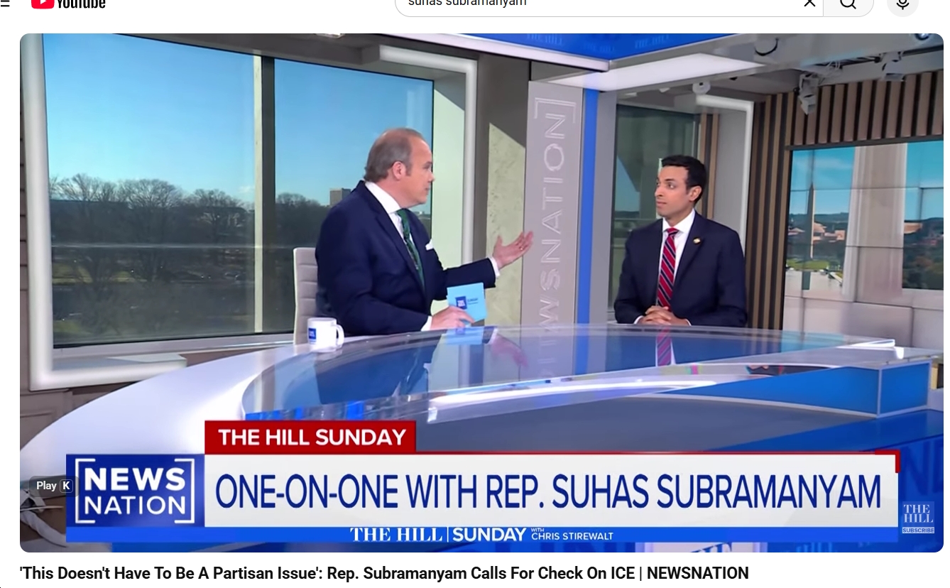 Video: Rep. Suhas Subramanyam (D-VA10) on Regime Change – by the Iranian People – Being a “very good thing”; Congress Needing to Check Trump’s War Powers; “Renee Good did not deserve to die”; etc.