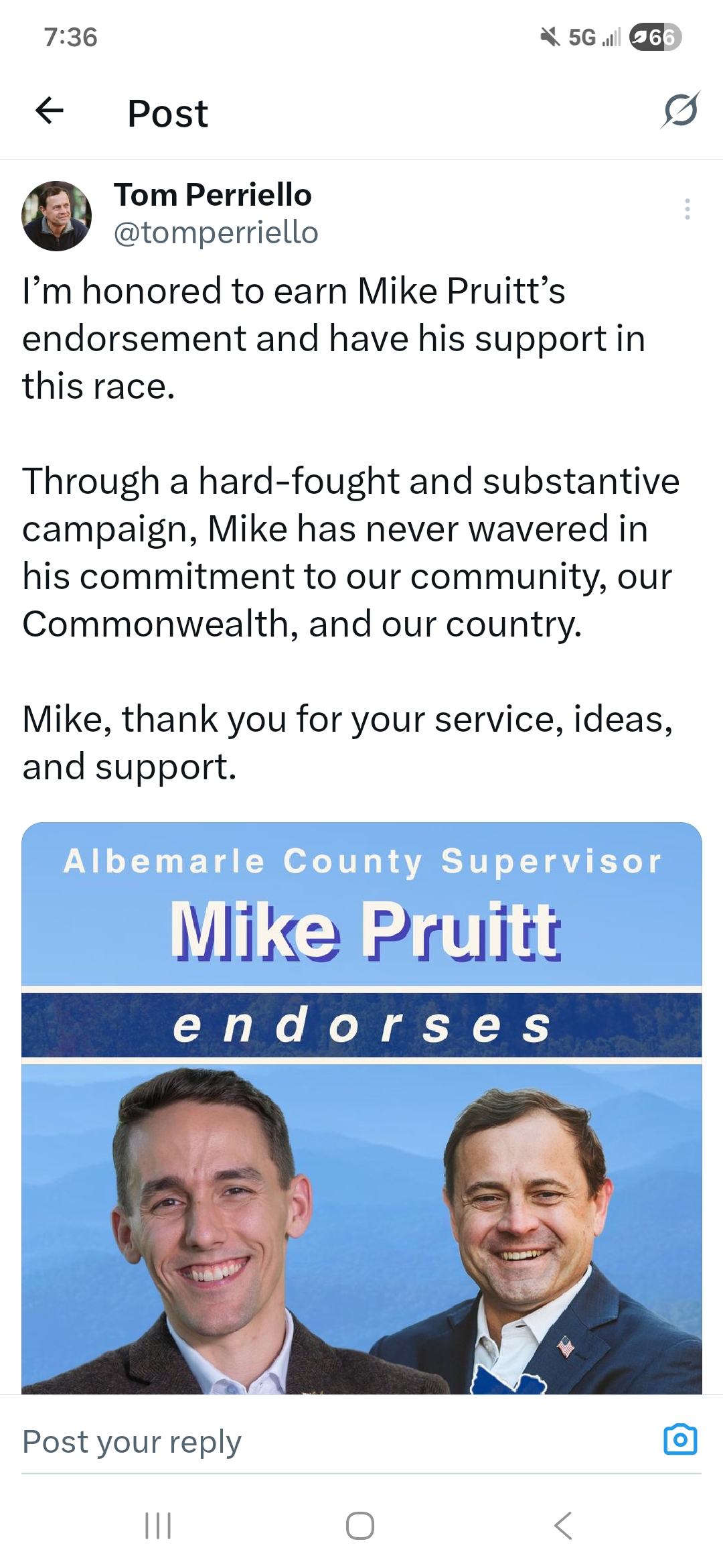 VA05 Democratic Candidate Mike Pruitt Ends Campaign, Endorses Tom Perriello