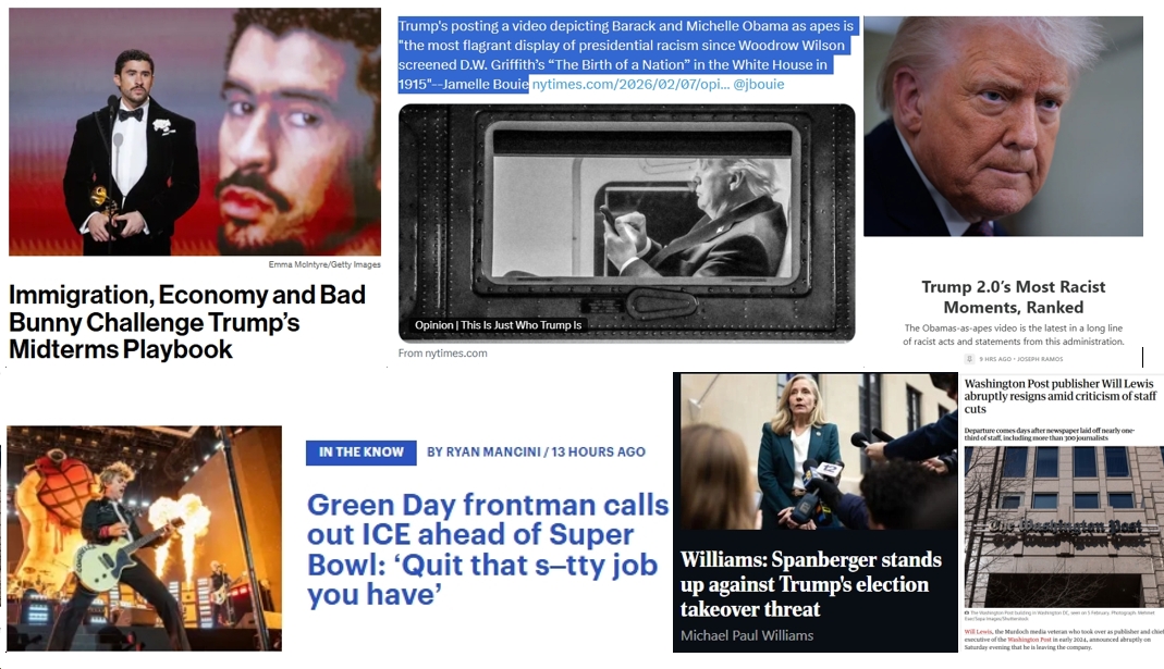 Sunday News: “Immigration, Economy and Bad Bunny Challenge Trump’s Midterms Playbook”; “Birther of a Nation”; “Quit that sh-tty job you have,” ICE; WaPo Publisher “abruptly resigns”; “Spanberger stands up against Trump’s election takeover threat”