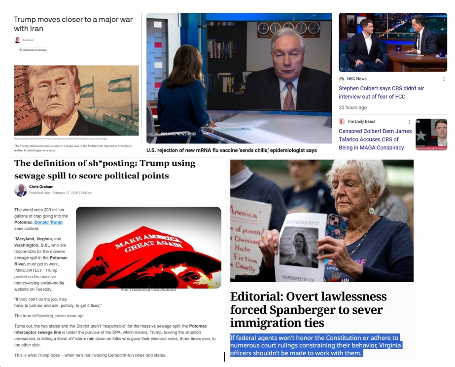 Wednesday News: “Trump moves closer to a major war with Iran”; “Stephen Colbert says CBS didn’t air interview out of fear of FCC”; Trump’s Potomac River Sewage Spill “sh*posting”; “Overt lawlessness forced Spanberger to sever immigration ties”