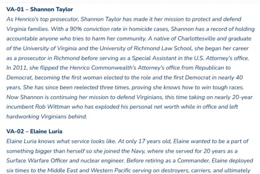 Elaine Luria, Shannon Taylor Added to DCCC’s Coveted ‘Red to Blue’ Program (in VA02 and VA01, Respectively)