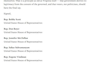 All Six Democrats in Virginia’s U.S. House Delegation: “Trump is trying to tilt the House before voters ever cast a ballot. Virginia must respond.”