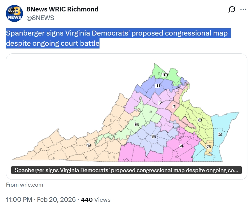 Gov. Abigail Spanberger Signs New Congressional Maps, Putting Final Approval to Virginia Voters