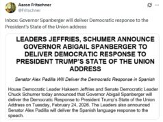 Leaders Jeffries, Schumer Announce Gov. Abigail Spanberger Will Deliver the Democratic Response to Trump’s State of the Union Address on 2/24