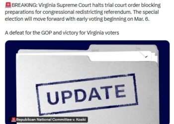 “BREAKING: Virginia Supreme Court halts trial court order blocking preparations for congressional redistricting referendum” – Marc Elias