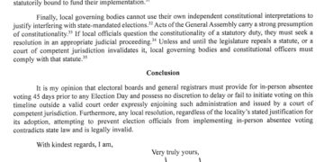 Virginia AG Jay Jones Issues Opinion: “electoral boards and general registrars are required under Virginia law to provide for in-person absentee voting beginning 45 days prior to Election Day”