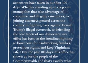 100 Days of Action: Attorney General Jay Jones Prioritizes Lowering Costs, Defending Rights, and Keeping Virginians Safe