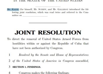 Sen. Tim Kaine Announces Vote on War Powers Resolution “To direct the removal of [U.S.] Armed Forces from hostilities within or against…Cuba that have not been authorized by Congress”