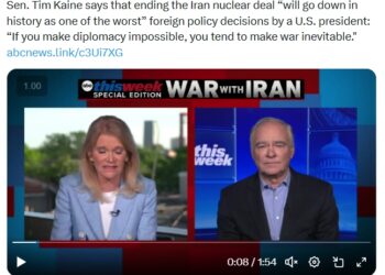 Video: On “This Week,” Sen. Tim Kaine Says Trump Tearing Up Iran Nuclear Deal Was “one of the worst [foreign policy] decisions…ever made by an American president”