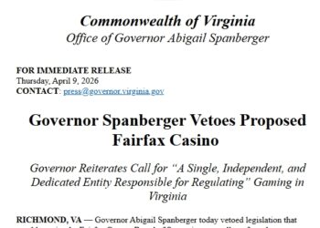 Governor Abigail Spanberger Vetoes Proposed Fairfax Casino