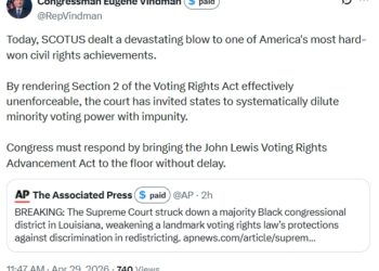 “Today, SCOTUS dealt a devastating blow to one of America’s most hard-won civil rights achievements”