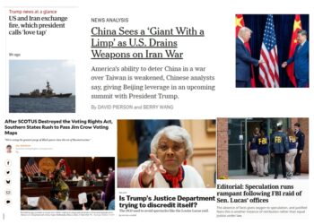 Friday (5/8) News: “China Sees a ‘Giant With a Limp’ as U.S. Drains Weapons on War in Iran”; Trump’s Iran War “Love Tap”; “Southern States Rush to Pass Jim Crow Voting Maps”