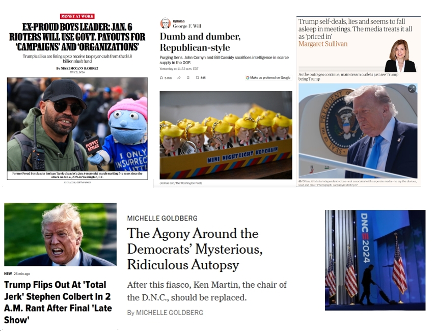Friday (5/22) News: “Trump self-deals, lies and seems to fall asleep in meetings. The media treats it all as ‘priced in’”; “Dumb and dumber, Republican-style”